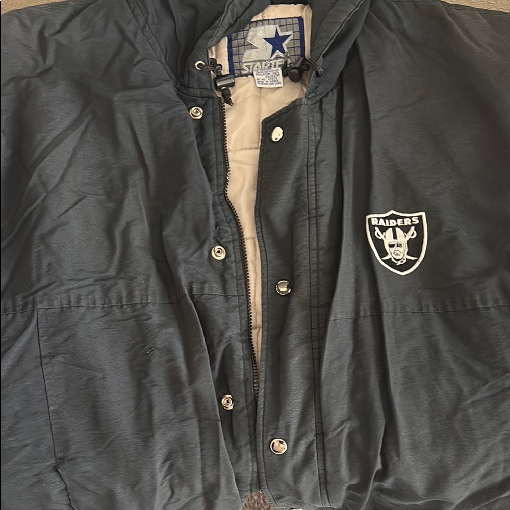 STARTER Black and Gray Windbreaker with Stand-Up Collar